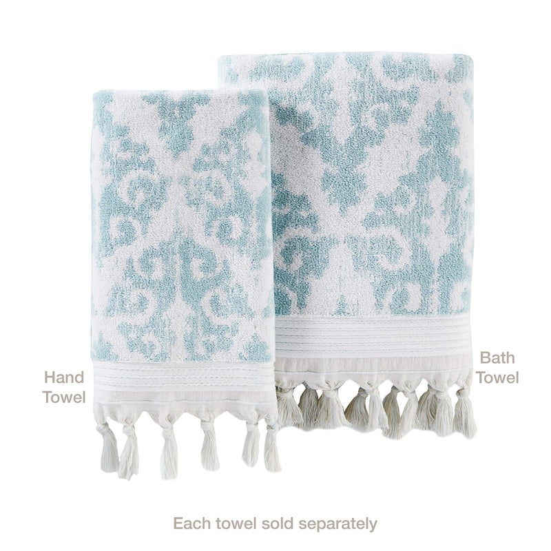SKL Home Mirage Fringe 100% Turkish Cotton Bath Towel, Aqua, 54.00" x 28.00" - Image 2